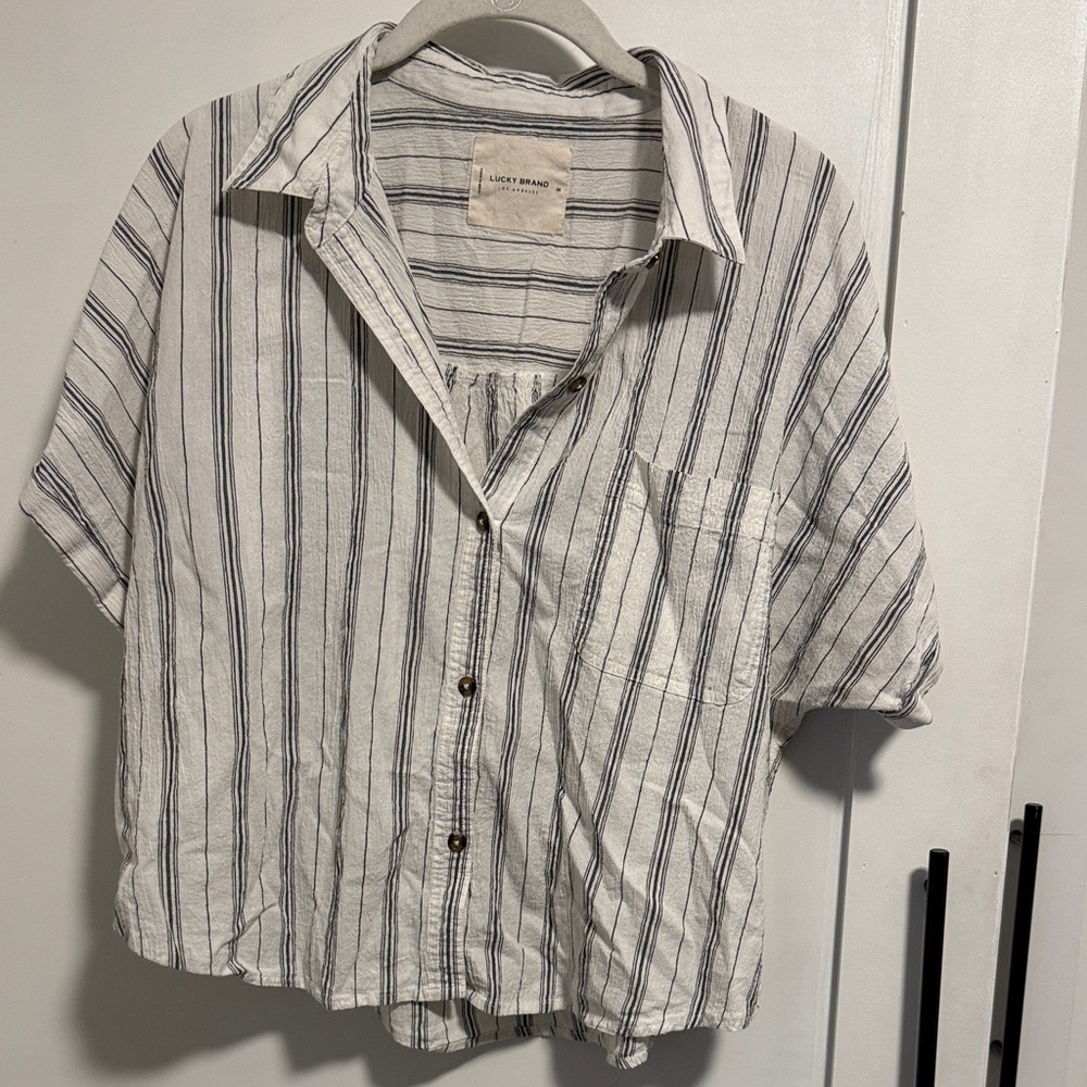 Lucky Brand White and Black Striped Shirt
